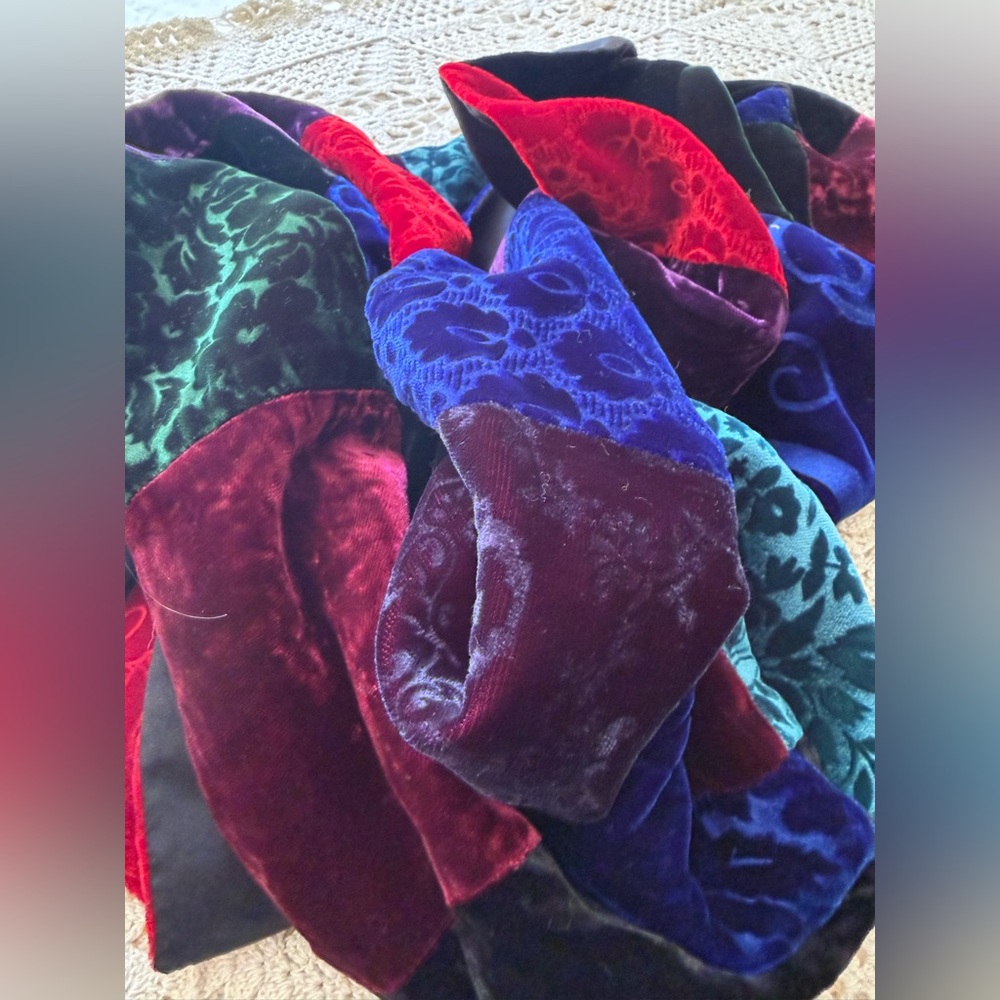 Vintage 90’s Banana Republic Burnt Velvet Patchwork Scarf with Jeweltone Colors